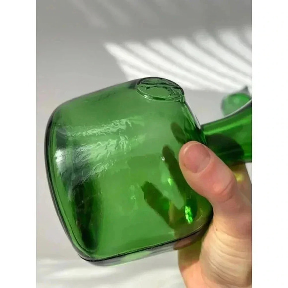 Vintage MCM Italian Empoli Glass Decanter W/ Stopper & Fluer de Lis Symbol Embos - Picture 6 of 10